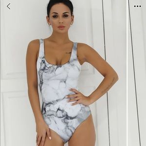 Marble print swimsuit